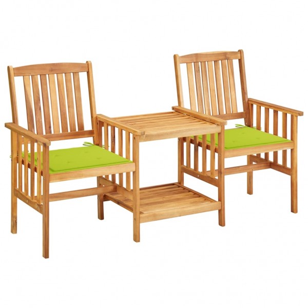 Cadeiras e mesa de jardim com almofadas de madeira maciça de acacia D
