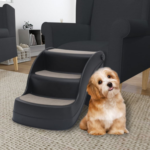 Escalera para perros plegable de 3 peldaños negra D