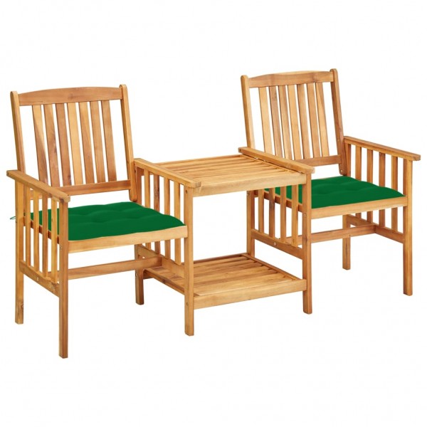 Cadeiras e mesa de jardim com almofadas em madeira de acácia maciça D