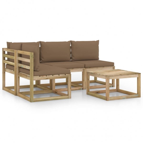 Juego de muebles jardín de 5 piezas con cojines gris taupe Juego de muebles jardín de 5 piezas con cojines gris taupe D