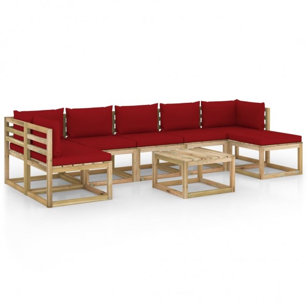 Set de mobiliário de jardim 8 peças com almofadas madeira impregnada D