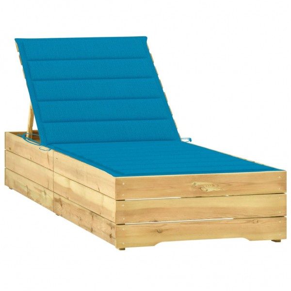 Cama com almofada azul madeira de pinho impregnada D