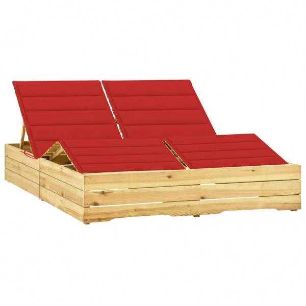 Cama dupla e almofadas vermelhas madeira de pinho impregnada D