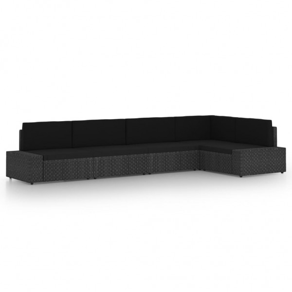 Set de muebles de jardín 5 pzas ratán sintético y cojines negro Set de muebles de jardín 5 pzas ratán sintético y cojines negro D