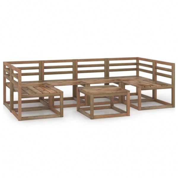 Muebles de palets jardín 7 pzas madera pino impregnada marrón Muebles de palets jardín 7 pzas madera pino impregnada marrón D
