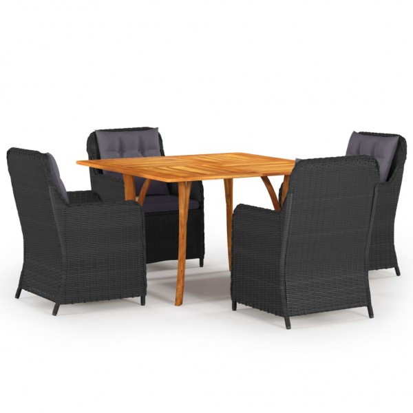 Juego de comedor para jardín 5 piezas negro Juego de comedor para jardín 5 piezas negro D
