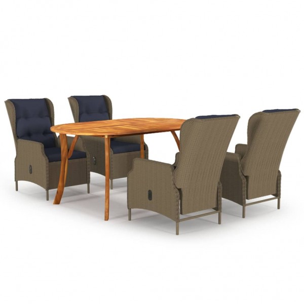 Juego de comedor para jardín de 5 piezas marrón Juego de comedor para jardín de 5 piezas marrón D