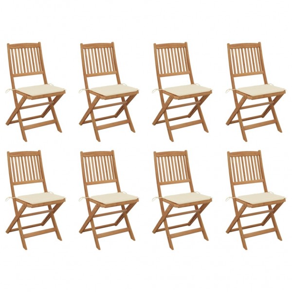 Sillas de jardín plegables 8 uds y cojines madera maciza acacia Sillas de jardín plegables 8 uds y cojines madera maciza acacia D