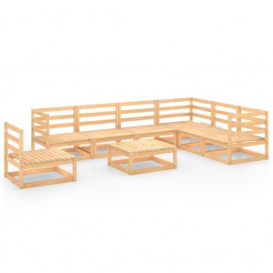 Conjunto de móveis de jardim de 8 peças com almofadas em madeira maciça de pinho D