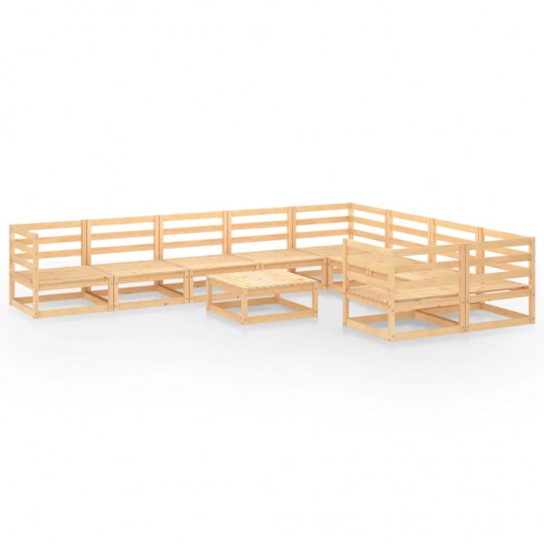 Conjunto de móveis de jardim com 10 peças em madeira maciça de pinho D