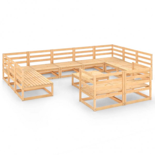 Conjunto de móveis de jardim 12 peças madeira de pinho maciço D