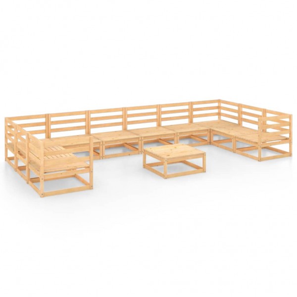 Conjunto de móveis de jardim com 11 peças e almofadas em madeira maciça de pinho D
