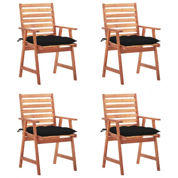 Cadeiras e almofadas de jantar de jardim 4 unidades em madeira de acácia maciça D