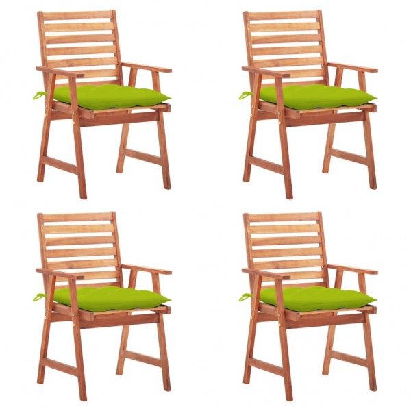 Cadeiras e almofadas de jantar de jardim 4 peças em madeira de acácia maciça D