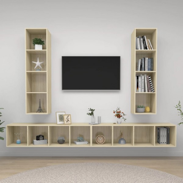 Muebles de pared para TV 4 pzas aglomerado color roble Sonoma D