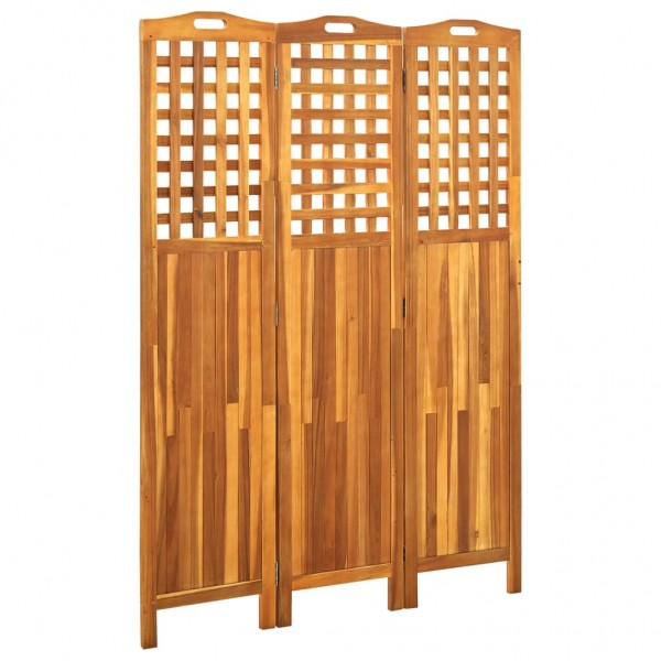 Biombo de 3 painéis madeira maciça de acácia 121x2x170 cm D
