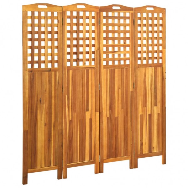Biombo de 4 paneles madera maciza de acacia 121x2x120 cm D