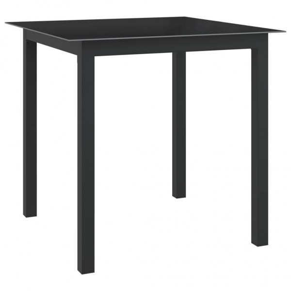 Mesa de jardim de alumínio e vidro preto 80x80x74 cm D