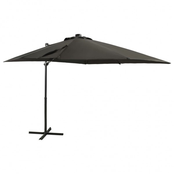 Guarda-chuva com poste e luzes LED cinza anthracite 250 cm D