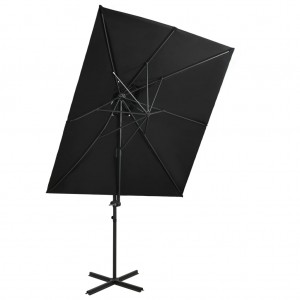 Um guarda-chuva com cobertura dupla preta 250x250 cm D