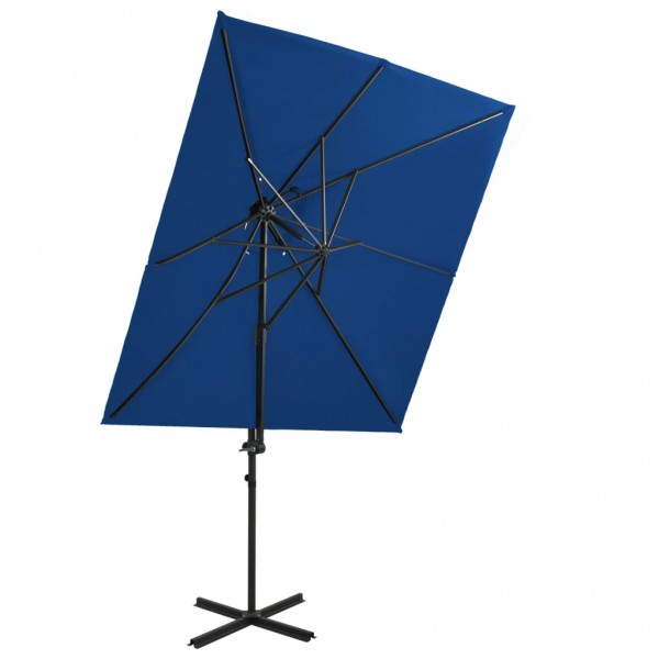 Um guarda-chuva com cobertura dupla azul-azul 250x250 cm D