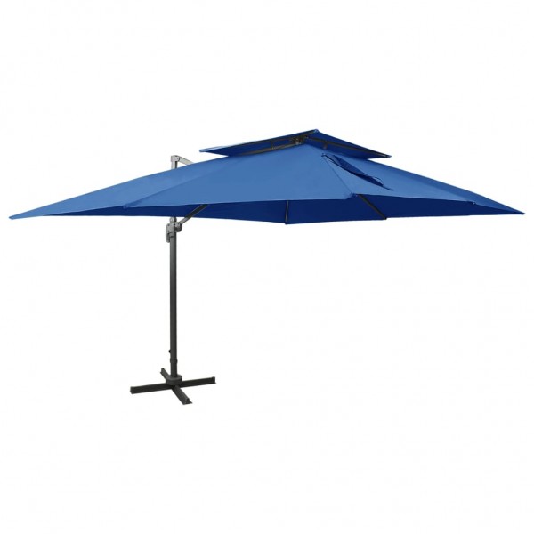 Um guarda-chuva com cobertura dupla azul-azul 400x300 cm D