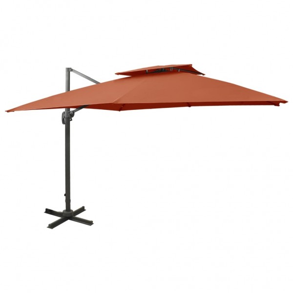 Um guarda-chuva com cobertura de terracota dupla 300x300 cm D