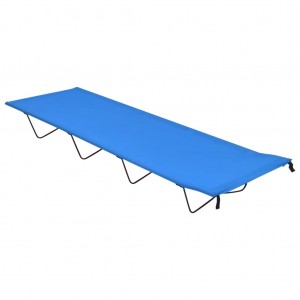 Cama de campismo de tecido Oxford e aço azul 180x60x19 cm D