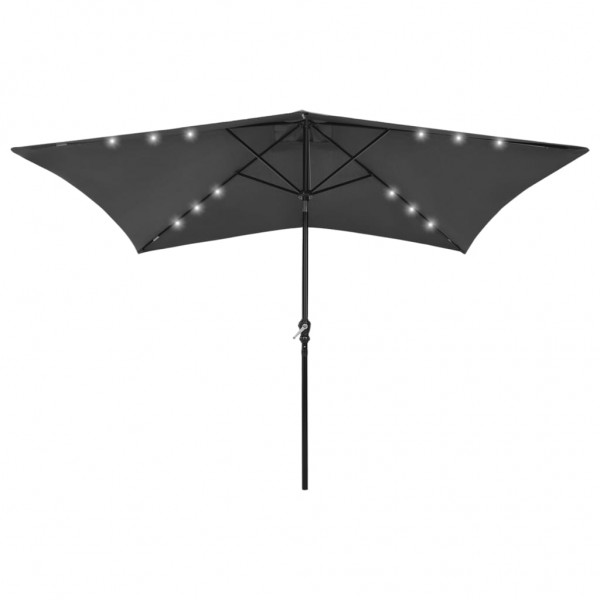 Um guarda-chuva com LED e um poste de aço cinza 2x3 m D