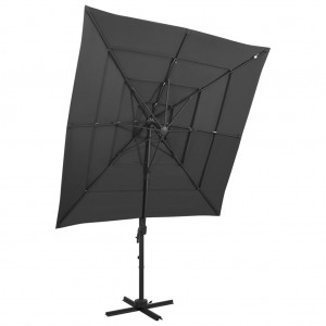 Um guarda-chuva de 4 níveis com um poste de alumínio antrita 250x250 cm D