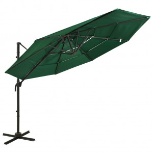 Um guarda-chuva de 4 níveis com poste de alumínio verde 3x3 m D