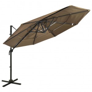 Um guarda-chuva de 4 níveis com um poste de alumínio cinza taupe 3x3 m D