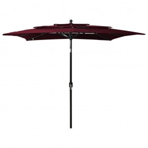 Um guarda-chuva de 3 níveis com poste de alumínio bordeaux 2.5x2.5 m D