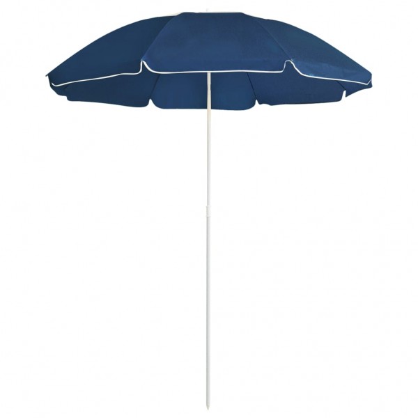 Guarda-chuva de jardim com poste de aço azul 180 cm D