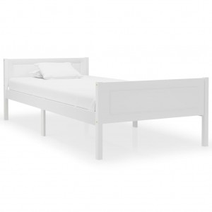Estructura de cama de madera maciza de pino blanca 100x200 cm D