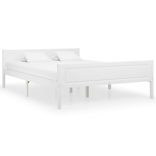 Estrutura de cama de madeira maciça de pinho branco 140x200 cm D