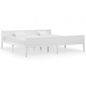 Estructura de cama de madera maciza de pino blanco 200x200 cm D