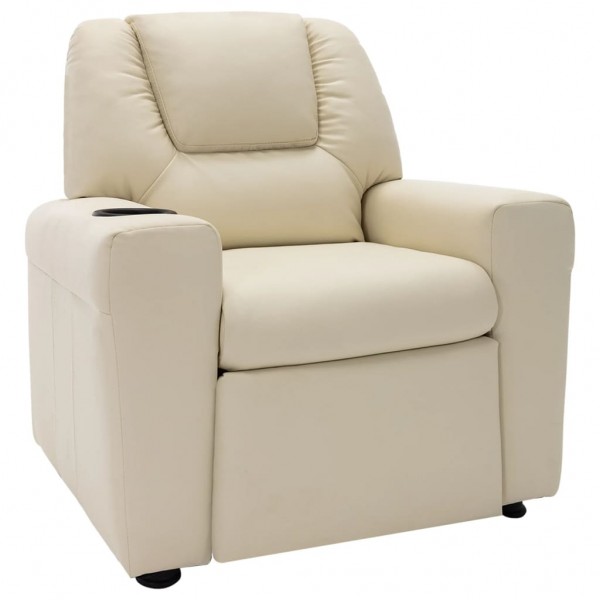 Assento reclinável para crianças de couro sintético branco creme D