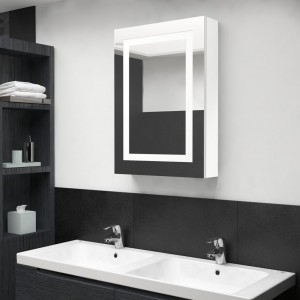 Armario de baño con espejo LED blanco brillante 50x13x70 cm D