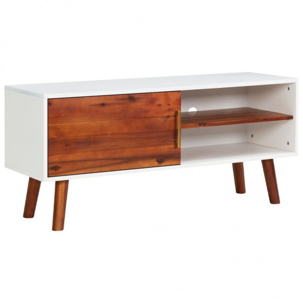 Mueble para TV de madera maciza de acacia y MDF 110x35x50 cm D