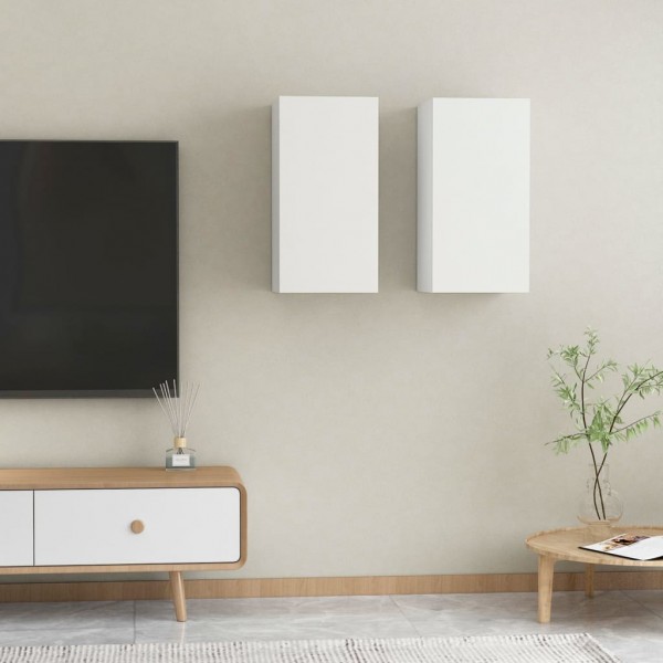 Muebles para TV 2 uds madera contrachapada blanco 30.5x30x60 cm D