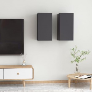 Muebles para TV 2 uds madera contrachapada gris 30.5x30x60 cm D