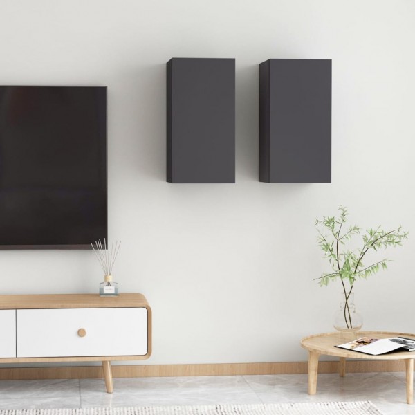 Muebles para TV 2 uds madera contrachapada gris 30.5x30x60 cm D