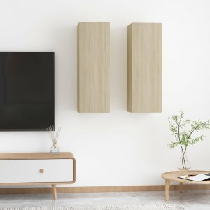 Muebles de TV 2 uds madera contrachapada roble 30.5x30x90 cm D