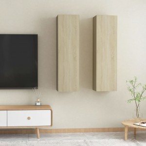 Muebles para TV 2 uds contrachapado color roble 30.5x30x110 cm D