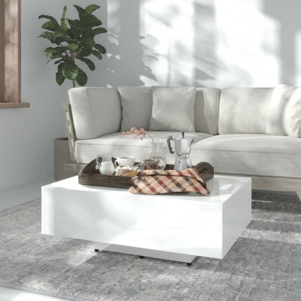 Mesa de centro madeira revestida branco brilho 85x55x31 cm D