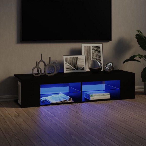 Mueble de TV con luces LED negro 135x39x30 cm D