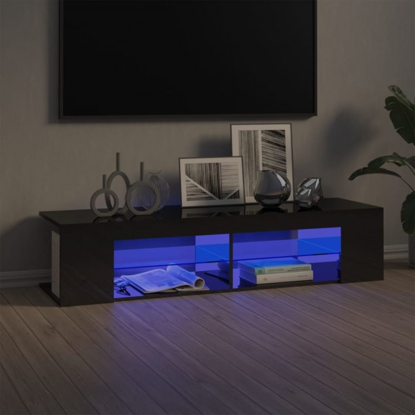 Mueble para TV con luces LED gris brillante 135x39x30 cm D