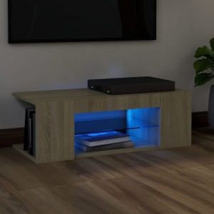 Mobiliário de TV com luzes LED de carvalho Sonoma 90x39x30 cm D