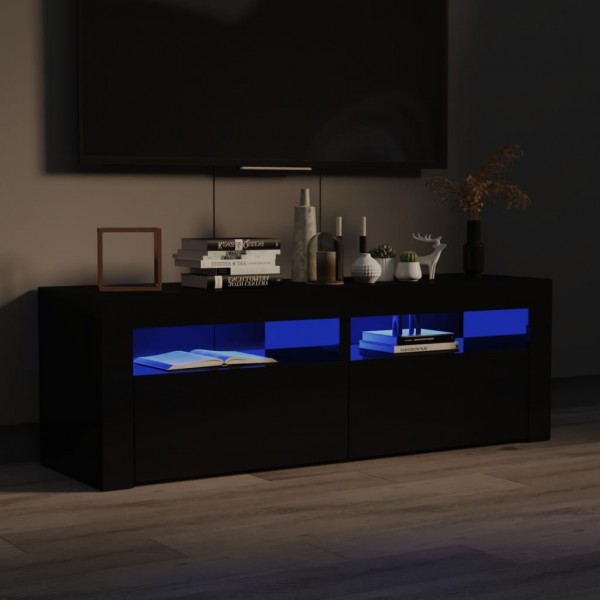 Mueble para TV con luces LED negro brillante 120x35x40 cm D